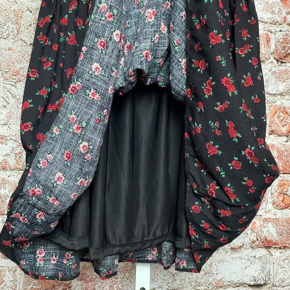 NWT Aeropostale Black Floral Smocked Mini Dress Size M | Rose Print Sundress - Picture 6 of 11